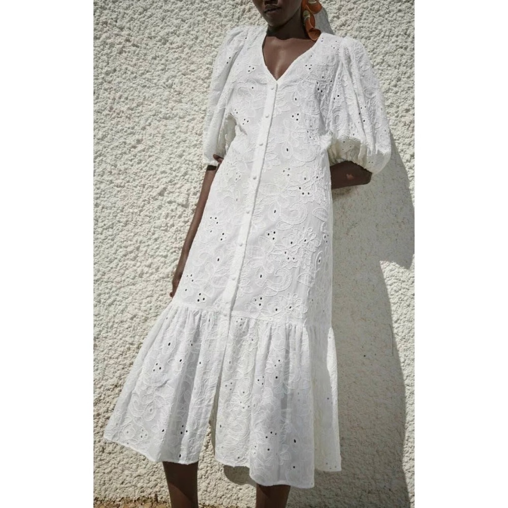 Zara Cutwork Embroidery Dress